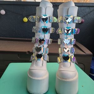 Demonia white platform boots